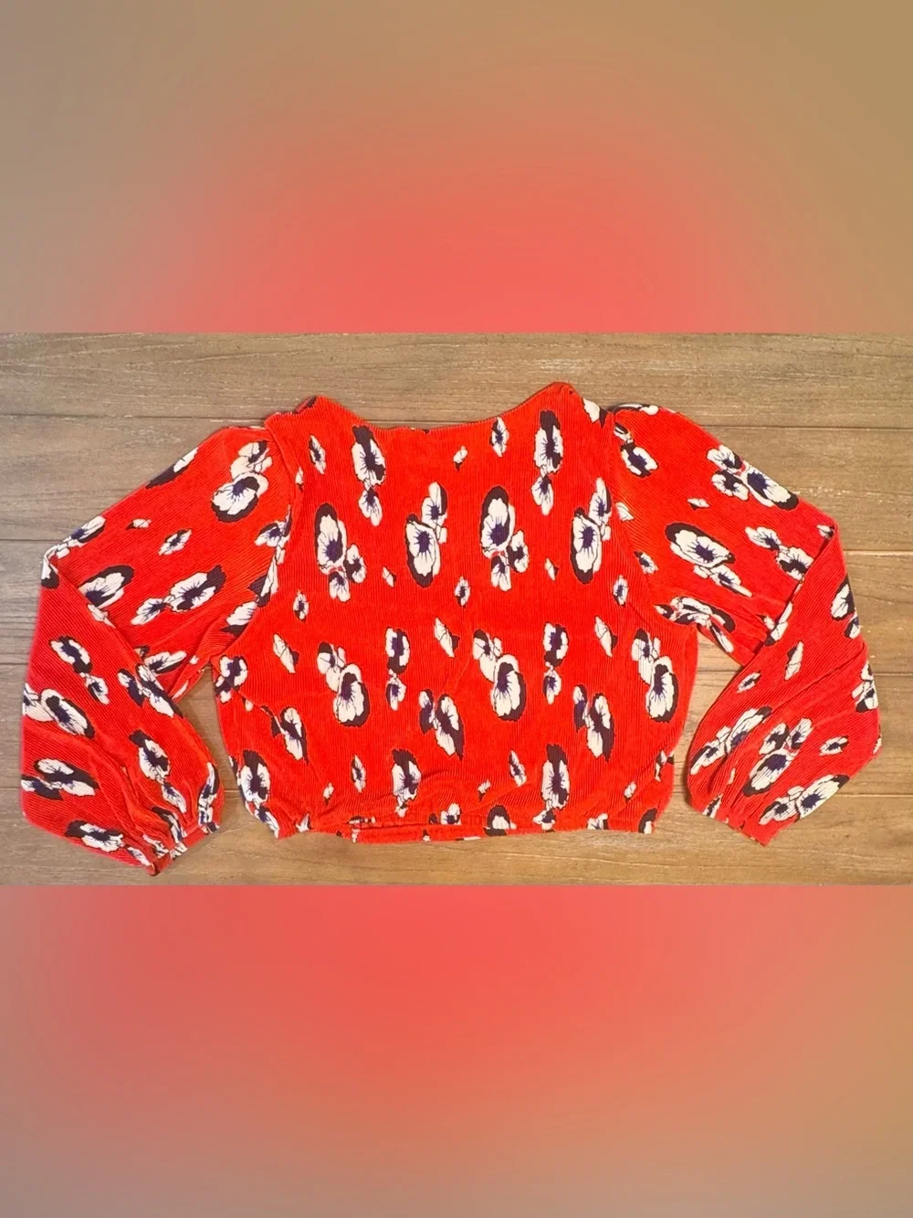 Astr Red Floral Wrap Blouse